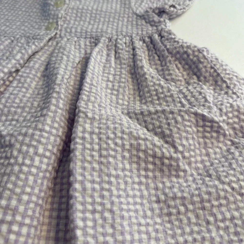 Vintage Y2K Old Navy Purple Gingham Button Seersucker Dress 24 m 2XL cottagecore